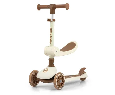 Image de Milly Mally Scooter Fuzzy - Trottinette d'équilibre à trois roues avec siège, roues lumineuses LED, guidon réglable en hauteur, sûre et stable pour les enfants à partir de 18 ans