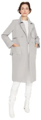 Zdjęcie produktu dla Trendyol Damska kurtka parka typu trench, regular fit, gładka tkanina, kolor: szary, rozmiar: 36