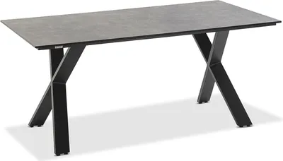 Produktbild von Gartentisch Noha 180x95 Tischplatte HPL Beton X-Gestell Aluminium Anthrazit