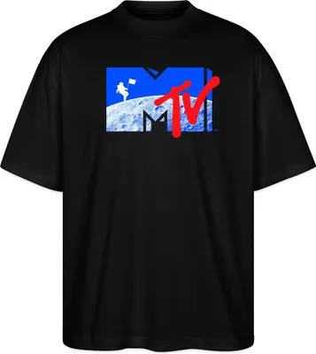 Produktbild von Spreadshirt MTV Logo Cooles Mond-Design Mit Astronaut Oversize Uni T-Shirt, XS, Schwarz