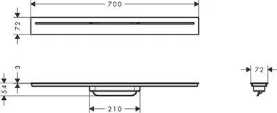 Produktbild von hansgrohe AXOR Drain Fertigset Durschrinne, 700mm, 42520340