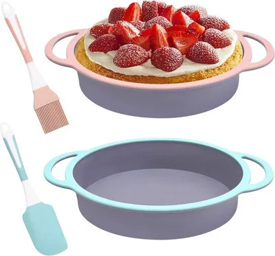 Produktbild von Famanu Silikonbackformen Set 2-teilig - 20 cm runde Kuchenformen
