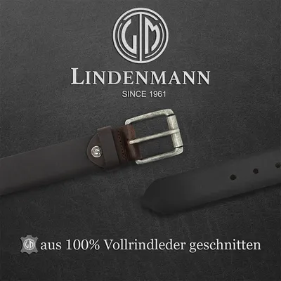 LINDENMANN Herren Büffelledergürtel aus 100% Echtleder dunkelbraun