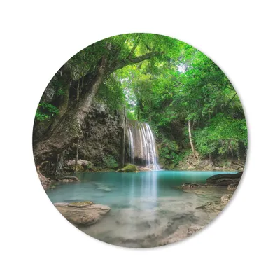 Produktbild von MuchoWow® Mauspad Mousepad Erawan-Wasserfall in Kanchanaburi, Thailand. 20x20 cm - Mousepads - Maus Mat - Pad - Mausunterlage - Schreibtischmatte