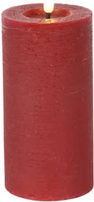 Produktbild von LED-Stumpenkerze Rot Ø 7,5 x 17,5 cm Echtwachs Timer