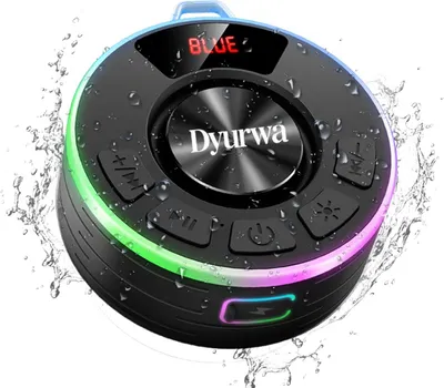 Produktbild von Wasserdichter Bluetooth Duschlautsprecher mit Saugnapf, Tragbarer Bluetooth 5.3 Lautsprecher, Stereo-Sound, 10 Std Akku, RGB-Licht, IPX7