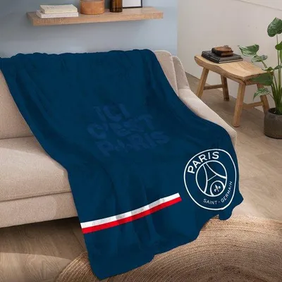 Produktbild von Unyqoos® Paris Saint Germain Premium Fleece-Decke – Dunkelblau, 125 x 150 cm, 100% Polyester, für Zuhause & unterwegs