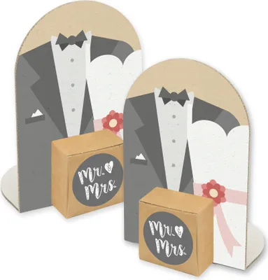 Produktbild von itenga 24 x Tischdeko Gastgeschenke Aufsteller "Mr. & Mrs." mit Stickerbogen