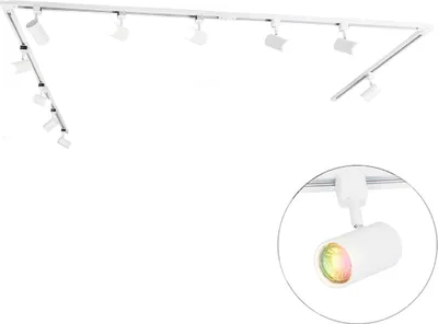 Produktbild von QAZQA - Modern Smartes 1-Phasen-Schienenbeleuchtungssystem mit 10 Spot I Spotlight I Deckenspot I Deckenstrahler I Strahler I Lampe I Leuchten Weiß inkl. Wifi GU10 - Iconic Jeana Dimmer I Dimmbar - St