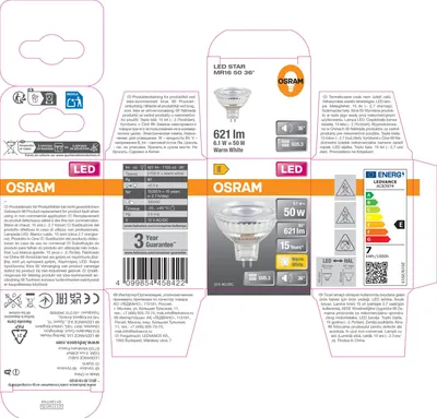 Produktbild von Osram 4099854458422, 6,1 W, 50 W, GU5.3, 621 lm, 15000 h, Warmweiß