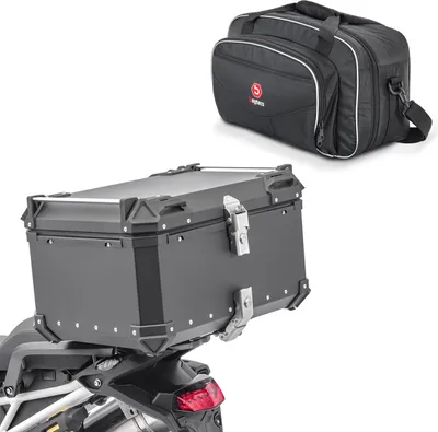 Image de Set 65 litres moto top case en aluminium + sac intérieur # XB65 aluminium noir