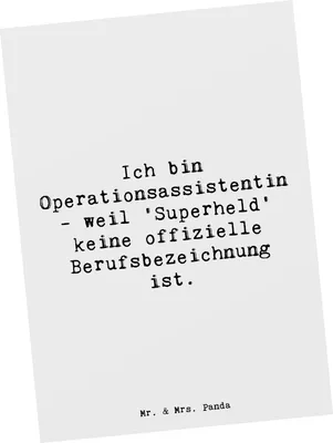 Produktbild von Mr. & Mrs. Panda Postkarte Spruch Operationsassistentin Heldin - Weiß - Geschenk, medizinische Assistenz, Geschenke für Berufstätige, Ansichtskarte, Instrumentenpflege