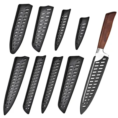 8 Messerschutzhüllen aus Kunststoff, schwarz, 8 Größen