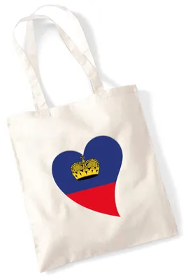 Produktbild von Huuraa Jutebeutel Liechtenstein Flagge Herz 10 Liter Natural Baumwolle Tasche Geschenkidee