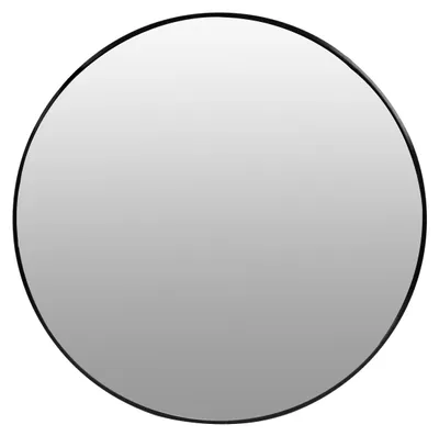 Produktbild von Runder Wandspiegel schwarz mit Aluminiumrahmen Hängespiegel modern - 80 cm