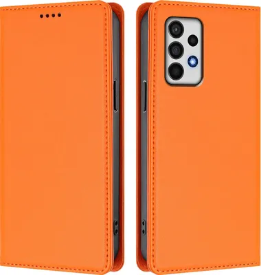 Obrázek produktu pro Kožené pouzdro pro Samsung Galaxy A52 / A52s 5G, magnetické flipové pouzdro zPolyuretankůže se stojánkem Oranžová