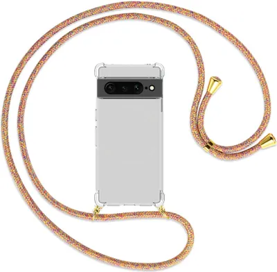 Produktbild von Handykette Backcover-Schutzhülle mit Band (Metall goldfarben) für Google Pixel 7 Pro - Rainbow
