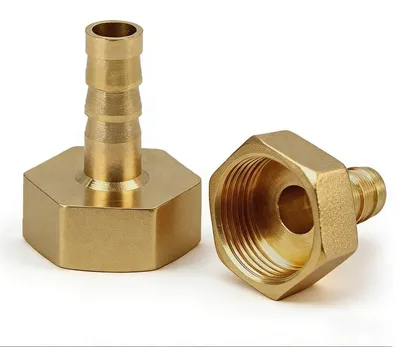Productafbeelding van 2 Stuks Messing Slangtule, 10 mm Weerhaak 3/4 inch Binnendraad
