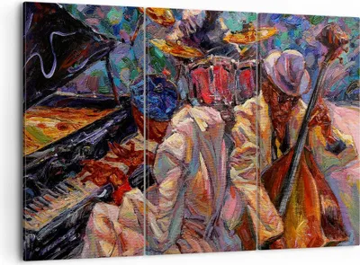 Produktbild von Bild auf Leinwand - Leinwandbild - Jazz Musik Band - 105x70cm - Wand Bild - Wanddeko - Wandbilder - Leinwanddruck - Bilder - Kunstdruck - Wanddekoration - Leinwand bilder - Wandkunst - CE105x70-3481
