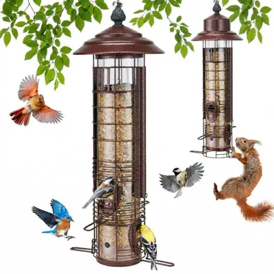 Produktbild von Vogelfutterspender Metallrohr 1,4 kg Kapazität eichhörnchensicher zum Aufhängen Kupfer