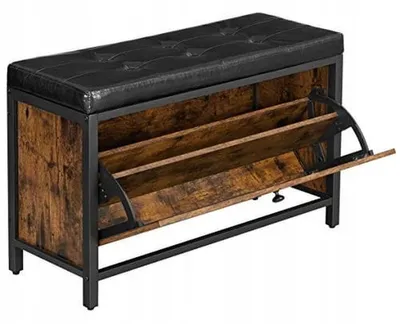 Image de Banc Range-chaussures Loft avec Assise Rembourrée en Similicuir
