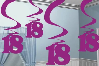 Produktbild von 5 Deko-Spiralen 18 . Geburtstag Pink Shimmer metallic 61 cm