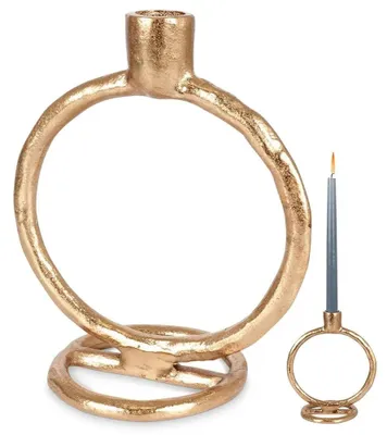 Obrázek produktu pro Držák na svíčky - Dekorativní - Hliník - 19 cm - Zlatá barva - Bez svíčky