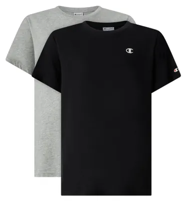 Produktbild von Champion Jungen Legacy Basics B 2-Pack Crewneck T-Shirt, Schwarz/Hellgrau Melang
