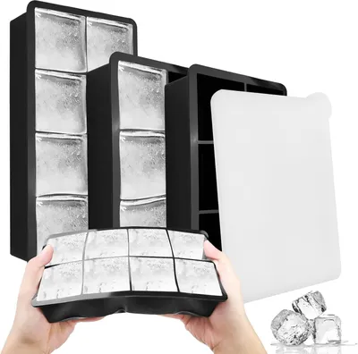 Immagine prodotto di Stampi per cubetti di ghiaccio in silicone - Resistenti e facili da usare - Set di 3 pezzi