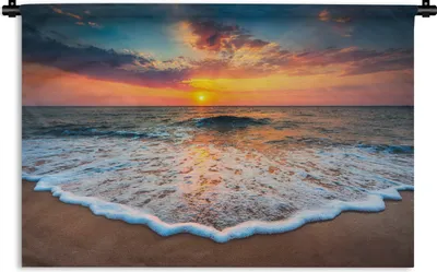 Produktbild von MuchoWow® Wandteppich Wandbehang Strand - Meer - Sonnenuntergang 60x40 cm Tapisserie Dekoration Wandtuch - Wanddekorationen