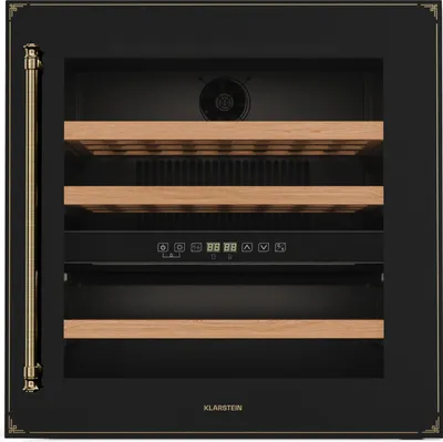 Produktbild von Klarstein Vinsider Victoria 36 Weinkühlschrank – 36 Flaschen, 2 Zonen, 5–22°C, Touch-Bedienung, LED, UV-Schutz, Einbau, schwarz