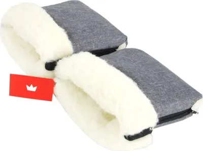 Produktbild von BabyLux Handmuff für Kinderwagen MUFF Reißverschluss MR55 Grau55 + Wolle