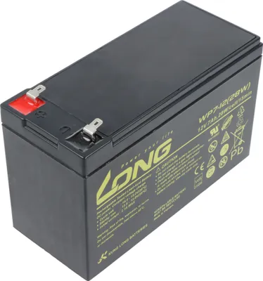 Produktbild von Kung Long wartungsfreier Blei-Akku WP7-12(28W) mit 4,8mm Faston Anschluss 12V/7Ah