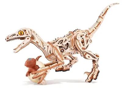 Produktbild von Zimilo 3D Holzpuzzle Mechanischer Dinosaurier Velociraptor Bausatz: Kreatives DIY Modellbau Set mit Zahnradantrieb für Jugendliche & Erwachsene
