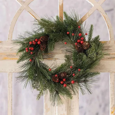 Produktbild von Dekokranz "Beeren & Zapfen" Kranz Ø 40 cm groß, Weihnachtskranz, Tannenkranz, Wandkranz, Türkranz, Weihnachtsdeko