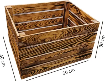Produktbild von Vintage Holzkisten Geflammt – 50x40x30 cm – Weinkisten & Obstkisten im Used-Look – Dekokisten, Regale, Holzboxen als Möbel und Aufbewahrung