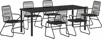 Immagine prodotto di vidaXL Set da pranzo da giardino 7 pezzi in acciaio verniciato a polvere nero
