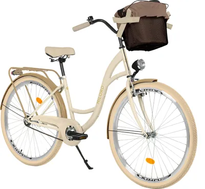 Produktbild von Milord Komfort Fahrrad Mit Korb Damenfahrrad, 26 Zoll, Creme-Braun, 1 Gang