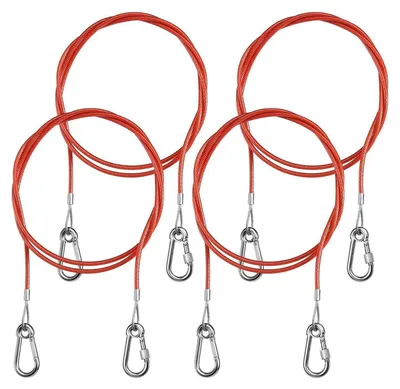 Produktbild von Abreißseil Anhänger 4 Stück 1m Bremsseil Sicherungsseil Rot Stahl PVC