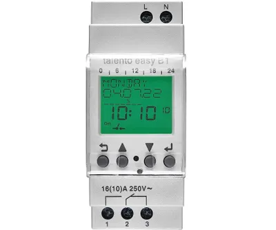 Immagine prodotto di GRÄSSLIN 03.61.0001.1 talento Easy B1  Interruttore orario digitale con programma annuale I 1 canale I 50 posizioni di memoria I Montaggio su guida DIN I 2 TE I Impostazione 12/24h I con riserva di carica