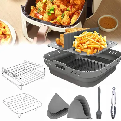 Produktbild von 8-teiliges Air Fryer Zubehör Grillrost Einsatz Grau