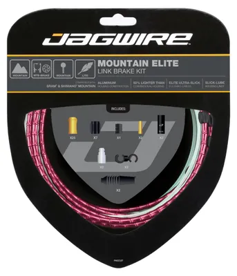 Produktbild von Jagwire Mountain Elite Link Bremszugset Rot - Kompressionsfreie Aluminiumsegm...