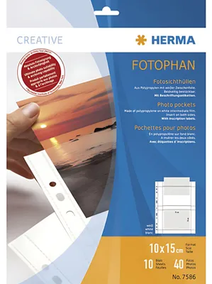 Produktbild von Fotosichthüllen 100 x 150 mm quer weiß 10 Hüllen
