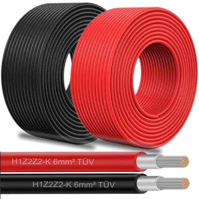 Produktbild von Solar Solarleitung Solarkabel Schwarz Rot 4mm² 6mm² PV Kabel für SolarmoduleKabelquerschnitt:4mm²;Farbe 360 Uni:Schwarz
