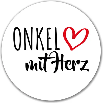 Produktbild von Huuraa Aufkleber Onkel mit Herz 10cm rund Sticker Geschenkidee