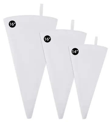 Image de Sacs de décoration réutilisables, 3 pièces, en coton, de 45/40/35 cm, pour gâteaux et biscuits