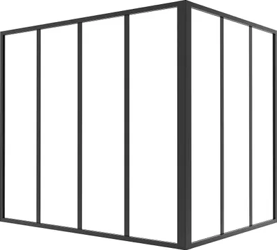 Produktbild von Verglaste industrielle Eckwand aus pulverbeschichtetem Aluminium - B 120 x B 90 x H 105 - Schwarz - BAYVIEW