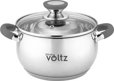 Obrázek produktu pro Hrnec Oliver Voltz OV51210N24, 24 cm, 6 l, indukce, silikonové rukojeti, nerezová ocel/šedá