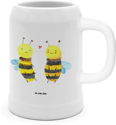 Produktbild von Mr. & Mrs. Panda Humpen Biene Verliebt - Weiß - Geschenk, Steinkrug, Seidel, Krug, Bier, Bierbecher