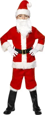 Produktbild von Smiffys - "Deluxe" Weihnachtsmann-Kostüm für Kinder, weihnachtliches Design SM3604 (146-152) (Rot)